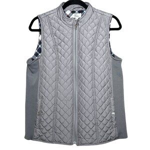 Kim Rogers Gray Quilted Vest Womens Small Sleeveless Zip Jacket Fall Layer